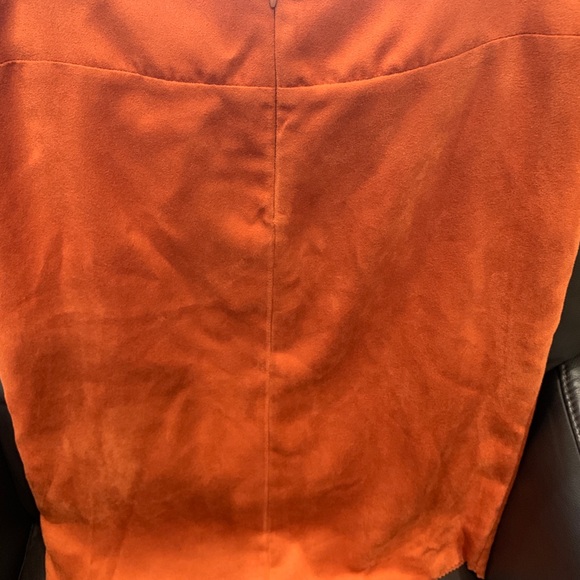 Alannah Hill lined size 8 skirt in rusty suede-look with appliqué flower detail - Picture 5 of 12